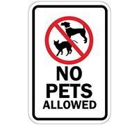 Tin Sign No Pets Allowed With Symbol 12" X 8"