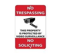 Tin Sign No Trespassing Protected By Video Surveillance No Soughing 8X12 Inches
