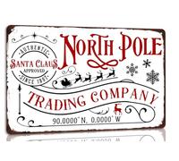 Tin sign North Pole Trading Sign 8x12 Inch Aluminum Tin Signs for Home Kitchen Bathroom Office Bar Coffee Garden Wall Decor