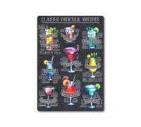 Tin Sign Nostalgic Metal Sign Classic Cocktail Recipes Metal Sign Plaque. Kitchen Home Bar Pub Restaurant 8x12 Inch