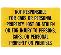 Tin Sign Not Responsible For Personal Property Lost 12" X 8"