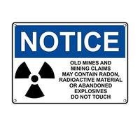 Tin Sign Notice Mines And Mining Claim May Contain Radon Sign 8 X 12 Inch