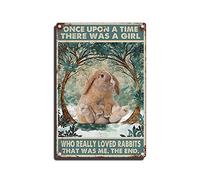 Tin Sign Once Upon A Time There Was A Girl Who Really Loved Rabbits Tin Signs Metal Bar Wall Plaque Decor Kitchen Tin Sign 8×12inch/Tin Sign