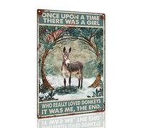 Tin Sign Once Upon A Time There Were A Girl Who Really Loved Donkey Tin Sign Metal Wall Decor for Garden Bars Restaurants Cafes 8×12inch/Tin Sign