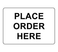 Tin Sign Place Order Here Black On White 12" X 8"