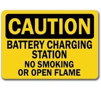 Tin Sign Plaque Caution Battery Charging Station No Smoking Or Open Flames Danger Notice Street Metal Signs For Home Bathroom Kitchen Man Cave Coffee Wall Decor 8x5.5 Inch