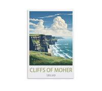 Tin Sign Plaque Cliffs of Moher Ireland Wall Art Decorative Plaque Decor for Home Livingroom Bedroom Cafes Coffee Bars Decoration Gifts 30x40cm