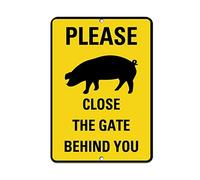 Tin Sign Please Close The Gate Behind You Pig Silo Symbol 8X12 Inches