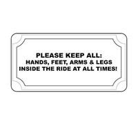 Tin Sign Please Keep All: Hands Feet Arms Legs Inside The Ride 8 X 12 Inch