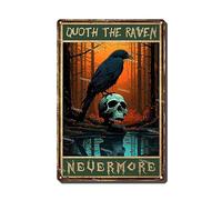 Tin Sign Quoth The Raven Nevermore Vintage Wall Poster Metal Plaque Horror Decor Halloween Wall Decor for Home Bar Pub Cafe Farm Room 14x20cm