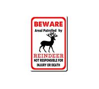 Tin Sign reindeer sign warns that the property is guarded by a reindeer Funny outdoor warning sign Home Gate Garden Bar Restaurant Cafe Office Shop Club Decoration 8x12inch