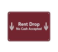 Tin Sign Rent Drop No Cash Accepted Style 4 Feature Department 8X12 Inches