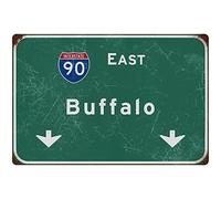 Tin Sign Retro Highway East Buffalo Interstate 90 Wall Decor Bar Club Home Cafe Dining Room Living Room Vintage Art Wall Hanging Gift 12x18 Inch