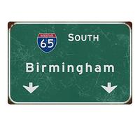 Tin Sign Retro South Birmingham Interstate 65 Sign Indicating Bar Club Cafe Garage Home Restaurant Wall Decor Art Poster Airport Highway Sign Gift 12x16 Inch