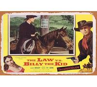 Tin Sign Retro THE LAW VS BILLY THE KID Original Lobby Card 3 Scott Brady Betta St. John William Castle Movie Tin Sign Poster,Retro Vintage Metal Classic Film and Television Poster Bar Club Movie Wall