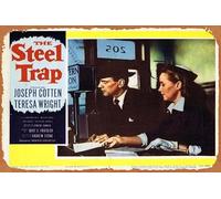 Tin Sign Retro THE STEEL TRAP Lobby card 1952 Joseph Cotton Theresa Wright 5 Movie Tin Sign Poster,Retro Vintage Metal Classic Film and Television Poster Bar Club Movie Wall Art Decoration 8x12 Inches