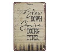 Tin Sign Retro Vienna Song Lyrics Slow Down You are Doing Fine Room Man Cave Art DecorationsMetal Sign Wall Decor 8x12 Inch