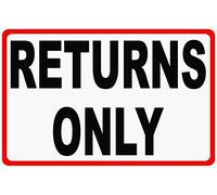 Tin Sign Returns Only Sign Metal Customer Return Line Signs 8 X 12 Inch