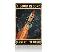 Tin sign Rocket Record Sign 8x12 Inch Aluminum Tin Signs for Home Kitchen Bathroom Office Bar Coffee Garden Wall Decor