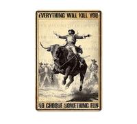Tin sign Rodeo Danger Sign 8x12 Inch Aluminum Tin Signs for Home Kitchen Bathroom Office Bar Coffee Garden Wall Decor