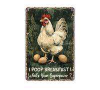 Tin sign Rooster Breakfast Sign 8x12 Inch Aluminum Tin Signs for Home Kitchen Bathroom Office Bar Coffee Garden Wall Decor
