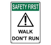 Tin Sign Safety First Walk Don'T Run Sign 8 X 12 Inch