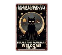 Tin Sign Salem Sanctuary For Wayward Cats Ferals And Familiars Home Bar Signs for Small Vintage Wall Decor for Men 8x12inch