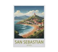 Tin Sign,San Sebastian Spain Vintage Travel Posters,Retro Plaque Vintage Iron Painting Decor Funny Hanging Crafts for Office Bedroom Living Room Club(30x40cm)12x16 inch-AG49