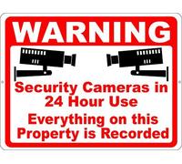 Tin Sign Security Cameras In 24 Hour Use Sign Everything On Property Recorded Metal 8 X 12 Inch