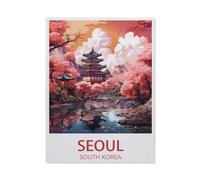 Tin Sign，Seoul South Korea Vintage Travel Poster Landscape，Father's Day Gift Home Pub Outdoor Funny Retro Vintage Garden Bar Wall Plaque Man Cave Memorabilia(30x40cm）12x16 inch-AG50