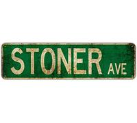 Tin Sign Stoner Avenue Street Sign Vintage Rustic Retro Funny Metal Tin Sign Wall Decor for Garden Wall Home Farm Yard Front Door Indoor Outdoor Street Sign 4x16 Inches