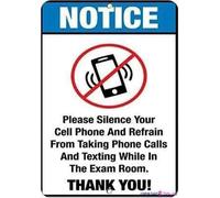 Tin Sign Street sign warning plaque Metal Tin Exam Room Please Silence Your Cell Phone & Avoid Calls Metal For Wall Art Office Signs Outdoor Indoor Sign 8x6inch