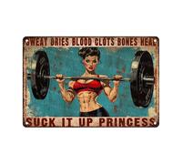Tin Sign Sweat Dries Blood Clots Bones Heal Suck It Up Princess Aluminium Tin Sign Wall Decor for Home Yard Garage Farmhouse Bar Kitchen 12×8 Inch