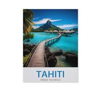 Tin Sign，Tahiti French Polynesia，Retro Plaque Vintage Iron Painting Decor Funny Hanging Crafts for Office Bedroom Living Room Club(30x40cm）12x16 inch-EA62