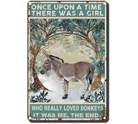 Tin Sign There is a girl who really loves donkey wall art and donkey lovers of old fashioned metal signs Vintage Metal Tin Sign Wall Decor Home Bar Shop Cafe Sign 12x16 Inch