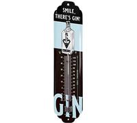 Tin Sign Thermometer Gin - There is Gin! Retro Bar Decorative Bar Sign Gin - Analogue Thermometer as a Gift - Metal Signs Vintage Decoration for Party Room, Irish Pub and Kitchen 7 x 28 cm