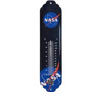 Tin Sign Thermometer NASA Merchandise - NASA Gifts for Science Fans for Birthday - NASA Thermometer Outdoor Analogue with Meatball Logo - Retro Metal Decoration, 7 x 28 cm