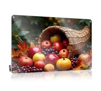 Tin Sign Tiki Bar Accessories Beach Decorative Designer A Cornucopia Filled With Apples, Grapes, And Pumpkins. - Easy To Hang Art(30X40CM)