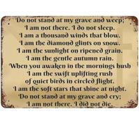 Tin Sign Vintage Chic Art Decoration Do Not Stand at My Grave and Weep Living Room, Kitchen, Farm Tin Sign Hanging Poster Decor Rustic Home Decor 8X12 Inches