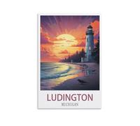 Tin Sign Vintage Ludington Michigans Sunset Funny Bar Tin Signs Warning Metal Signs Vintage Man Cave Wall Decor 15x30cm