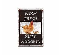 Tin Sign Vintage Metal Sign Farm Fresh Butt Nuggets Retro Metal Tin Sign for Home Coffee Wall Decor 8x12 inch