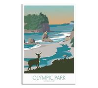 Tin Sign Vintage Olympic National Park Deer Funny Metal Sign Vintage Wall Art for Kitchen Garden Bathroom Farm Home Coffee Decor Tin Sign 30x30CM