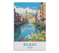 Tin Sign Vintage Retro Man Cave Bar Pub Shed Novelty Gift Aluminium Metal Tin Wall Décor Sign， Bilbao Spain20x30cm(8x12 inch) AA-1356