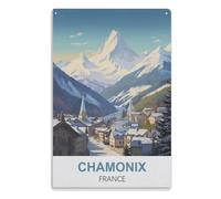 Tin Sign Vintage Retro Man Cave Bar Pub Shed Novelty Gift Aluminium Metal Tin Wall Décor Sign， Chamonix France15x30cm（6x12 inch）AA-1276