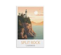 Tin Sign Vintage Split Rock Lighthouses Sunset Vintage art wall decor suitable for beer clubs, bars, cafes, bathrooms, and homes 15x30cm