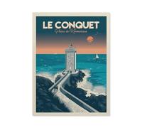 Tin Sign，Vintage Travel Poster LE CONQUET Poster，Personalized Tin Sign Vintage Sign for Wall Outdoor, Indoor, Street, Office, Home,Bar Man Cave Decor(20x30cm）8x12 inch-AG88
