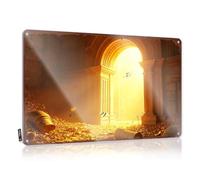 Tin Sign Wall Decor Golden Ruins: A Sunlit Architectural Wreckage Scene Tin Sign Signs For Room Small Sign(30X40CM)