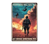 Tin sign War Danger Sign 8x12 Inch Aluminum Tin Signs for Home Kitchen Bathroom Office Bar Coffee Garden Wall Decor