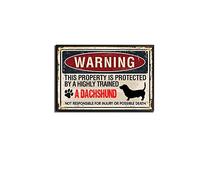 Tin Sign Warning Dachshund Marks The Dachshund owner's Property is Protected by The Dachshund Vintage Sign Cafe and Bbar Wall Art Decoration 8X12inch-With Black Metal Frame