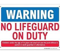 Tin Sign Warning No Lifeguard On Duty Sign Pool Safety Rules Rust 12" X 8"